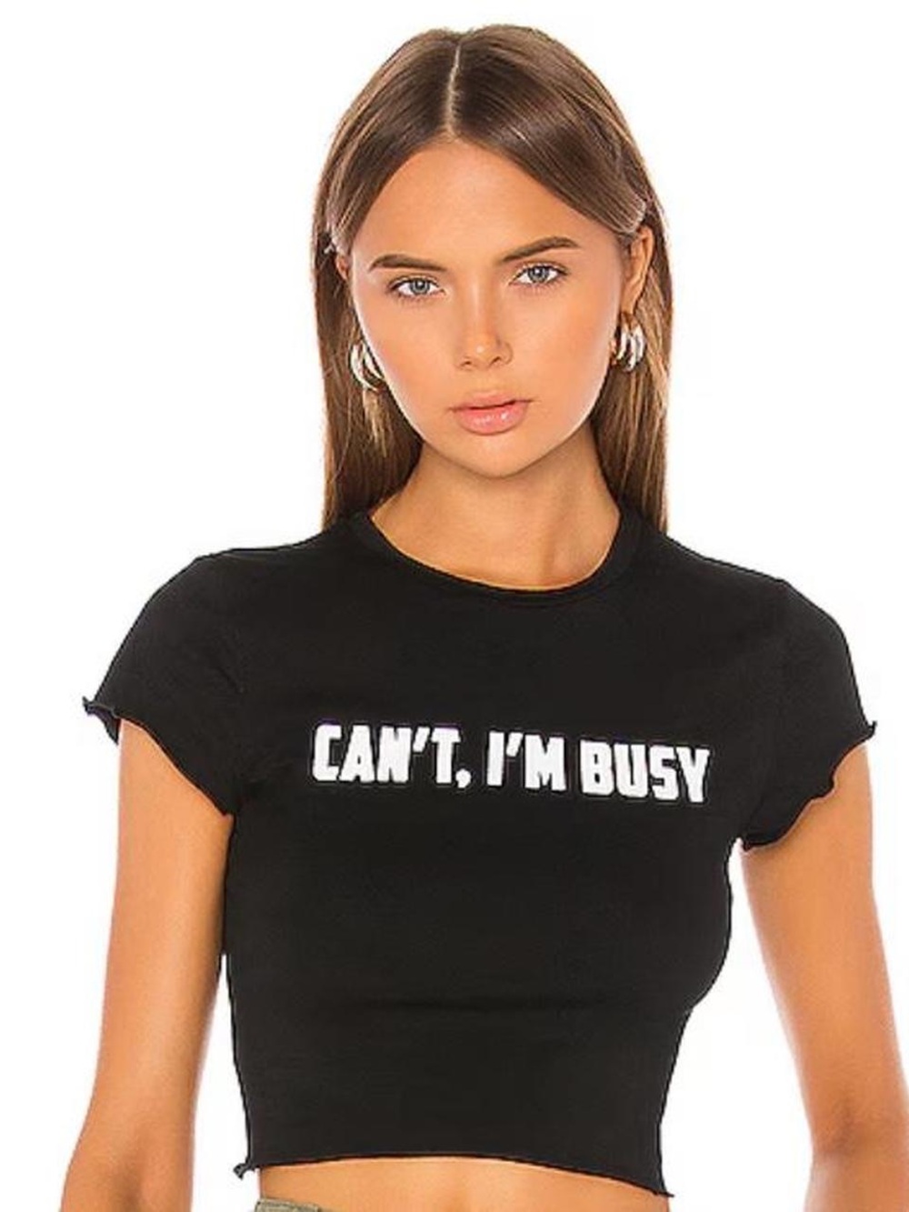 Superdown "Can't, I'm Busy" Crop Tee - Women's Casual Graphic Top